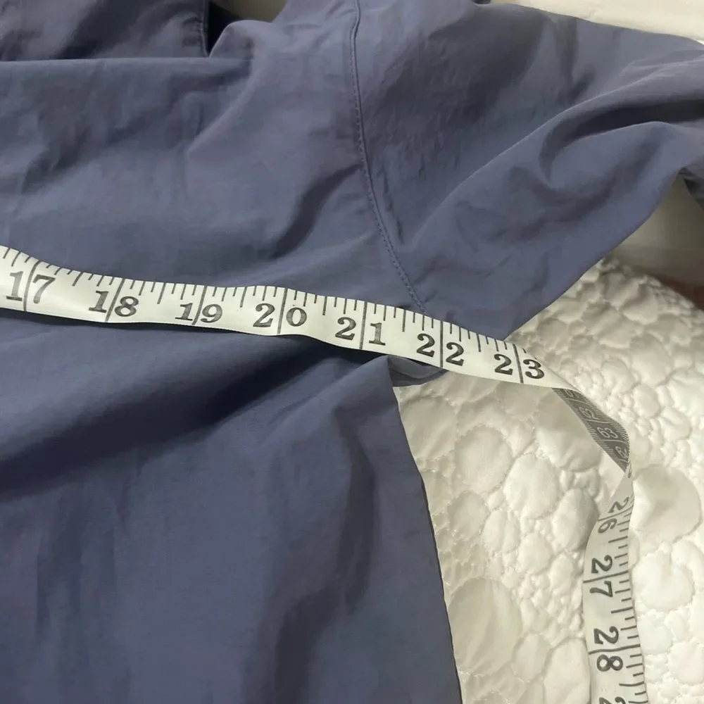 Eileen Fisher Stand Collar Hidden Hood Organic Cotton Blend Coat In Twilight Xs - Picture 12 of 14
